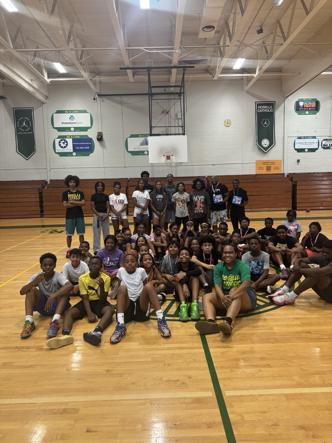 Camp group photo with coach Jamar Wise